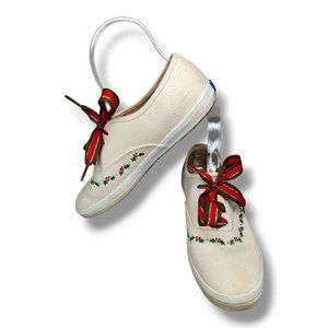 Keds Canvas Shoes White 1991 Vintage They Feel Good Christmas New Year US 6 1/2